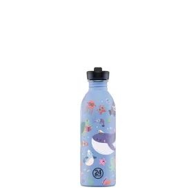   24BOTTLES Kids Urban 500ml rozsdamentes acél kulacs szívószálas kupakkal, Ocean Friends