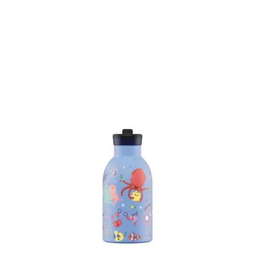 24BOTTLES Kids Clima 330ml rozsdamentes acél termosz szívószálas kupakkal, Ocean Friends