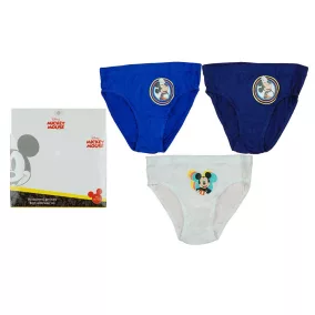 3 db-os kisfiú alsónadrág szett Mickey egér mintával fehér és kék színben