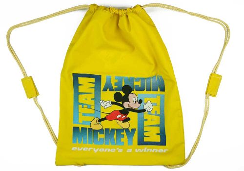 Zsinóros tornazsák Mickey egér mintával sárga színben