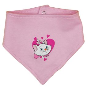 Háromszög nyálkendő Marie cica mintával rózsaszín színben