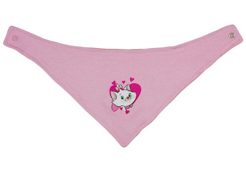 Háromszög nyálkendő Marie cica mintával rózsaszín színben