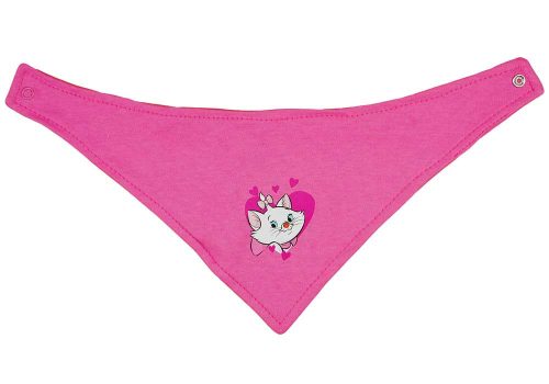 Háromszög nyálkendő Marie cica mintával pink színben