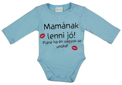 Hosszú ujjú feliratos baba body világoskék színben