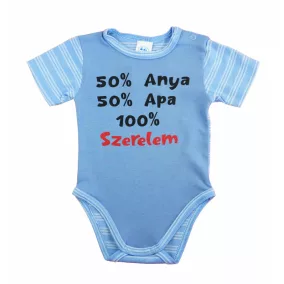 Feliratos rövid ujjú baba body