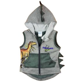 Kapucnis kisfiú mellény dinós mintával