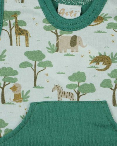 Ujjatlan belül bolyhos baba rugdalózó állatos mintával