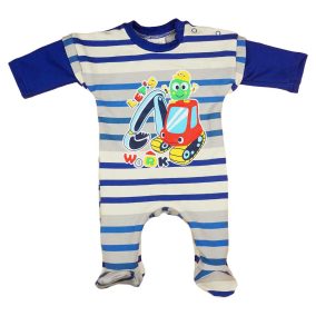   Hosszú ujjú, belül bolyhos baba rugdalózó munkagépes mintával