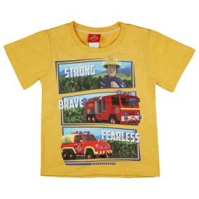 Rövid ujjú kisfiú póló Sam a tűzoltó mintával