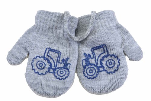 Kötött baba kesztyű Traktor mintával