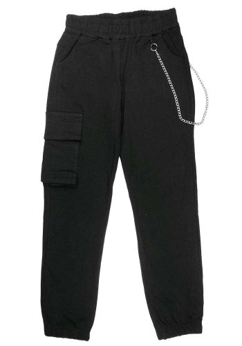 Zsebes lány szabadidő nadrág lánccal