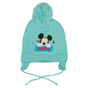   Bojtos kötött, bélelt füles sapka, megkötővel, Mickey egér mintával