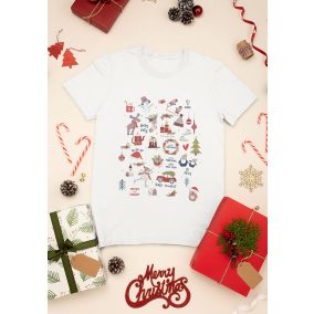 Rövid ujjú gyerek póló karácsonyi mintával