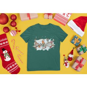 Rövid ujjú gyerek póló karácsonyi mintával