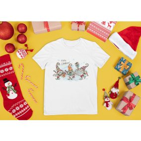 Rövid ujjú gyerek póló karácsonyi mintával