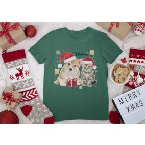 Rövid ujjú gyerek póló karácsonyi mintával
