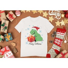 Rövid ujjú gyerek póló karácsonyi mintával
