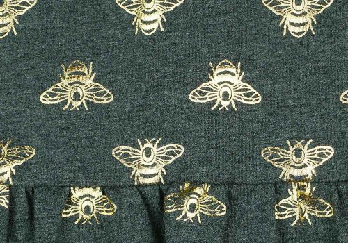 Hosszú ujjú alkalmi pamut kislány ruha méhecskés mintával