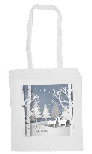 Karácsonyi téli táj mintás hosszú fülű vászontáska