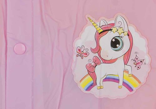 Kapucnis esőkabát unikornis mintával