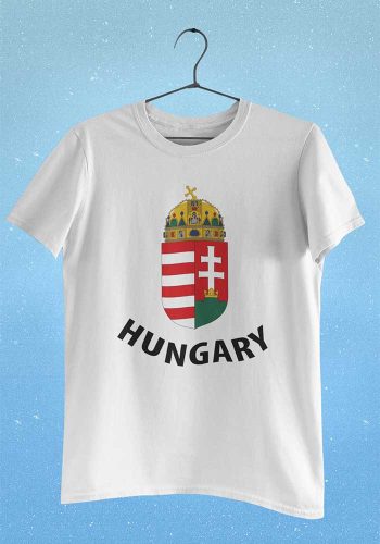 Rövid ujjú gyerek póló magyar címerrel és Hungary felirattal