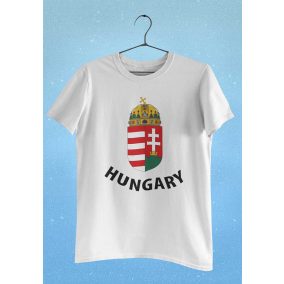  Rövid ujjú gyerek póló magyar címerrel és Hungary felirattal
