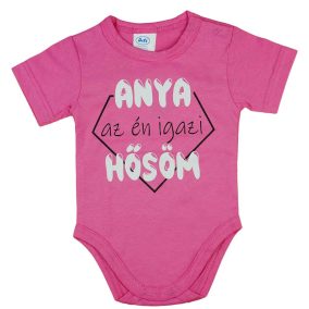   Rövid ujjú baba body "Anya az én igazi hősöm" felirattal