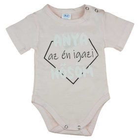   Rövid ujjú baba body "Anya az én igazi hősöm" felirattal