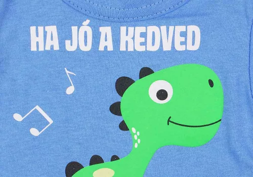 Rövid ujjú feliratos dinós baba body