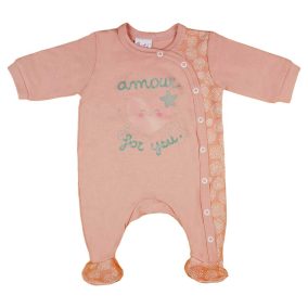   Hosszú ujjú vékony pamut rugdalózó szívecskés mintával