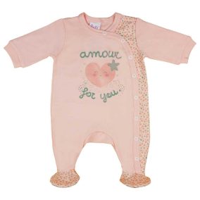   Hosszú ujjú vékony pamut rugdalózó szívecskés mintával