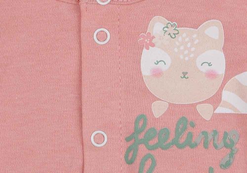 Hosszú ujjú vékony pamut rugdalózó cicás mintával