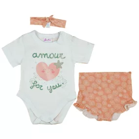 3 részes baba szett szívecskés mintával