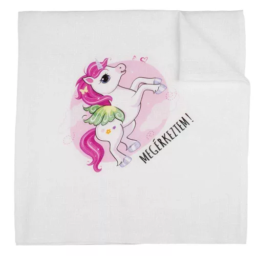 7 részes baba szett unikornis mintával "Megérkeztem" felirattal