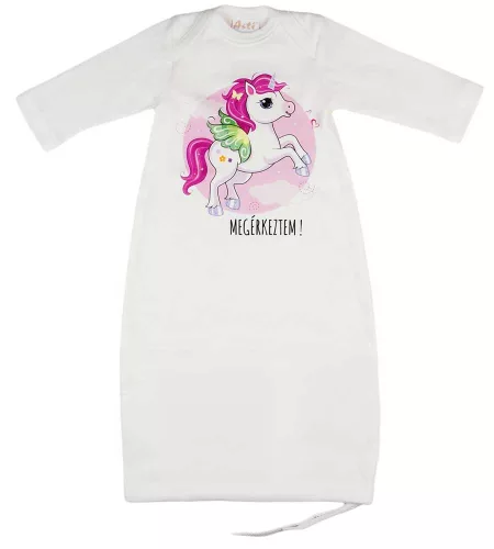 7 részes baba szett unikornis mintával "Megérkeztem" felirattal