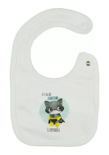 7 részes baba szett cicás mintával "A család legkisebb szuperhőse" felirattal