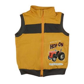 Belül bolyhos kisfiú mellény traktor mintával