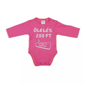   Hosszú ujjú baba body "Ölelés 200 Ft" felirattal