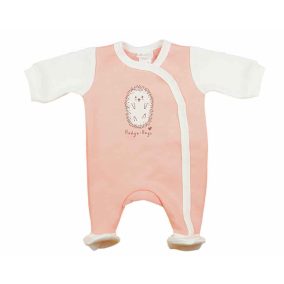   Belül bolyhos elöl patentos hosszú ujjú baba rugdalózó süni mintával