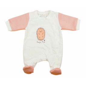   Belül bolyhos elöl patentos hosszú ujjú baba rugdalózó süni mintával