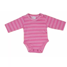 Csíkos vállonpatentos baba body