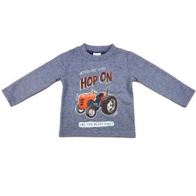   Hosszú ujjú belül bolyhos kisfiú póló traktoros mintával