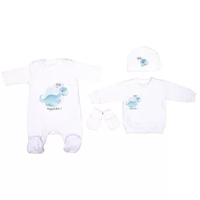   5 részes baba szett belül bolyhos anyagból, dinós mintával