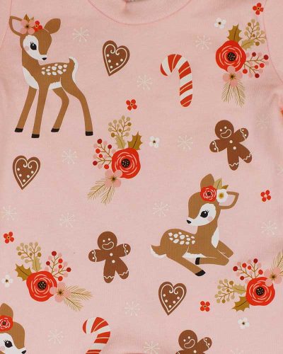 Belül bolyhos hosszú ujjú baba rugdalozó karácsonyi mintával