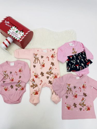 Belül bolyhos hosszú ujjú baba rugdalozó karácsonyi mintával