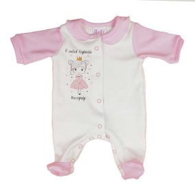   Hosszú ujjú vékony pamut rugdalózó A család legkisebb Hercegnője mintával