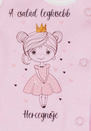 Hosszú ujjú vékony pamut rugdalózó A család legkisebb Hercegnője mintával