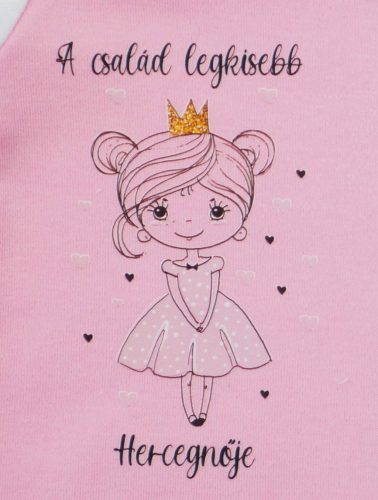 Hosszú ujjú vékony pamut rugdalózó A család legkisebb Hercegnője mintával