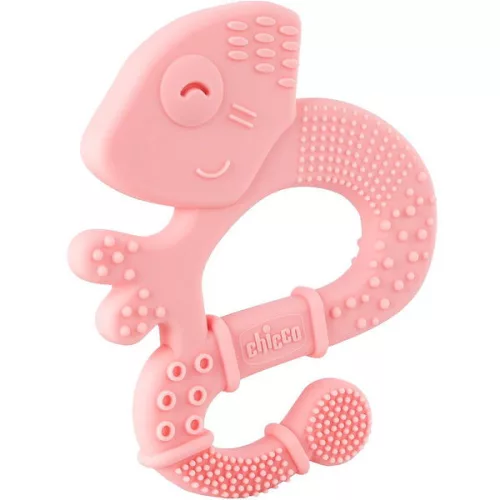 CHICCO Szilikon rágóka Super Soft Chameleon rózsaszín 2h+