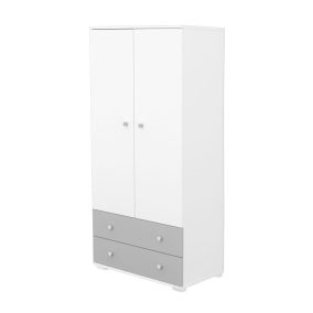 Timba Kétajtós kétfiókos állószekrény ezüst-fehér